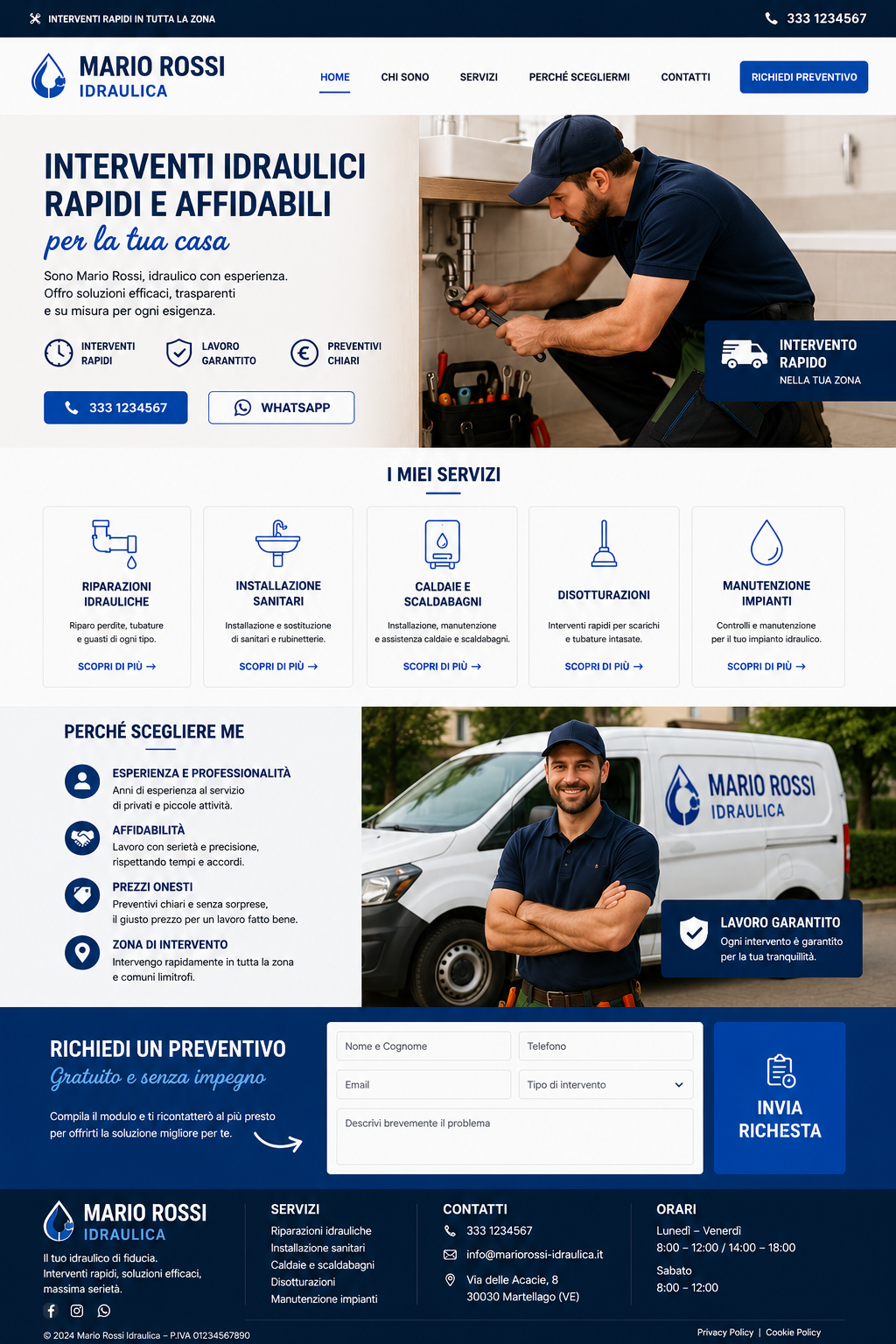 Anteprima concept dimostrativo sito web per idraulico Mario Rossi Idraulica